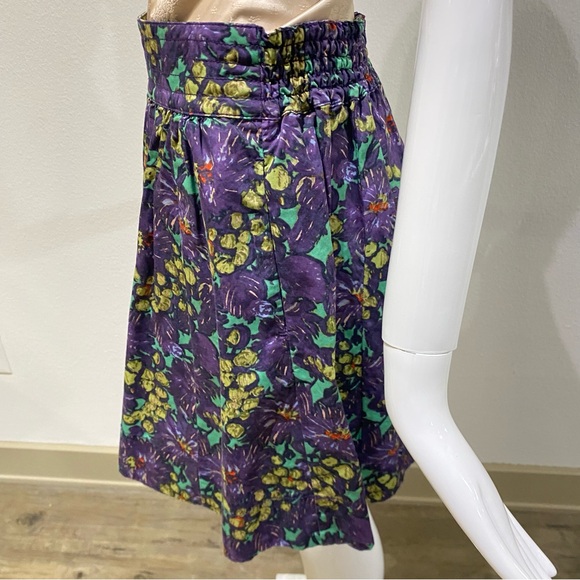 J. Crew Elsie Full Skirt in Purple Multi-Color Nightfall Floral Pattern Size 6 - Picture 6 of 13